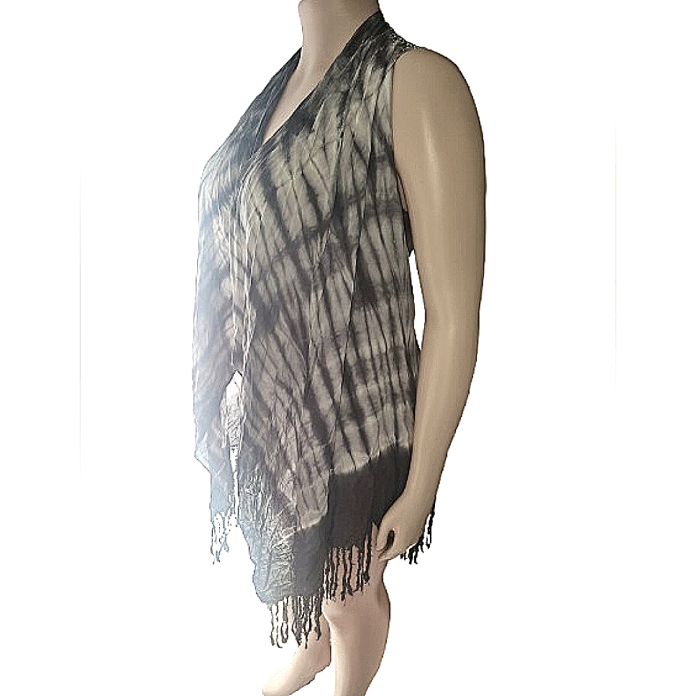 Vocal Black and White Tie-Dye Studded Vest M